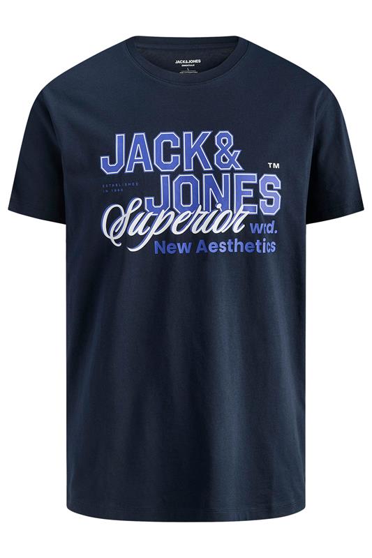 JACK & JONES Big & Tall Navy Blue Graphic T-Shirt | BadRhino 2