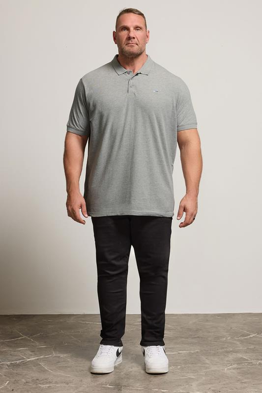 BadRhino Grey Marl Essential Polo Shirt | BadRhino 2