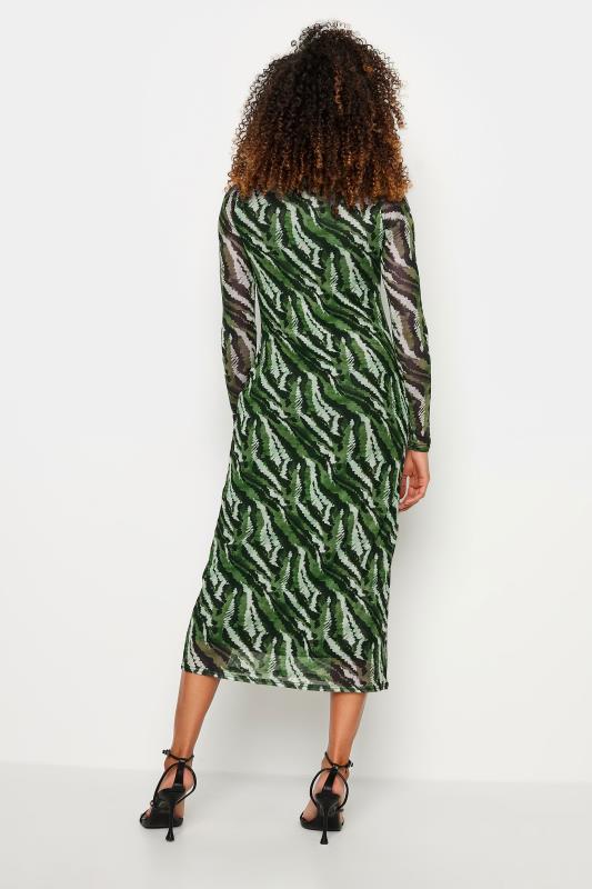 M&Co Khaki Green Animal Print Mesh Long Sleeve Dress  | M&Co 3