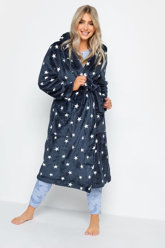 Women's  M&Co Navy Blue Soft Touch Star Print Dressing Gown