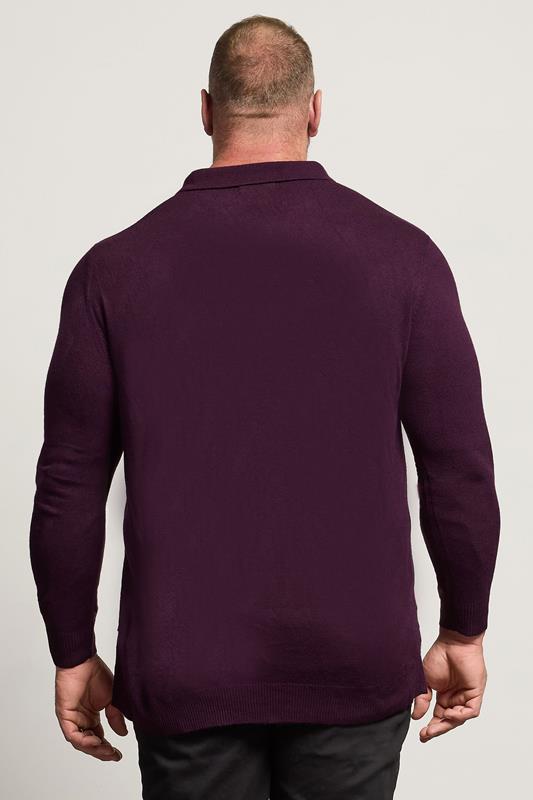 BadRhino Big & Tall Plum Purple Cable Knit Polo Shirt | BadRhino 2