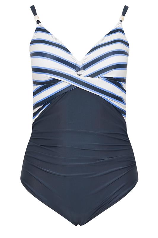YOURS Plus Size Navy Blue Stripe Swimsuit | Yours Clothing 6