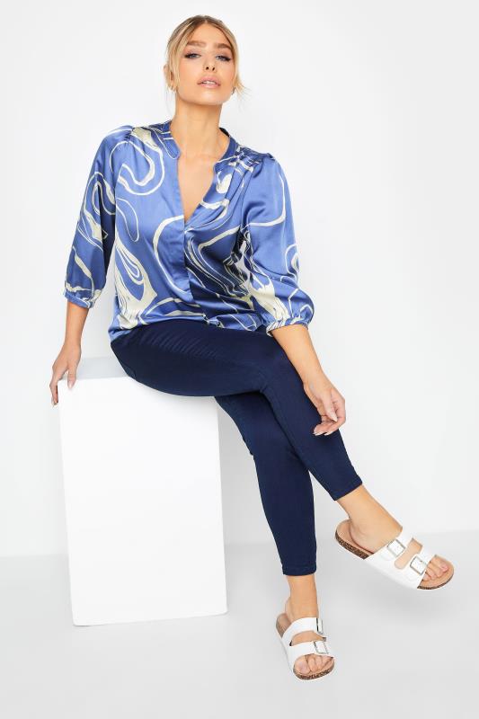 M&Co Blue Abstract Print 3/4 Sleeve Blouse | M&Co 2