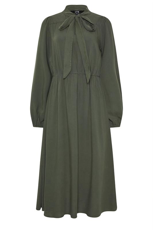 LTS Tall Green Acid Wash Tie Neck Midi Dress | Long Tall Sally 5