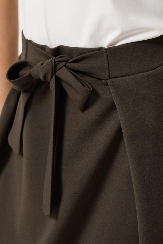 M&Co Chocolate Brown Tie Waist Midi Skirt | M&Co 4