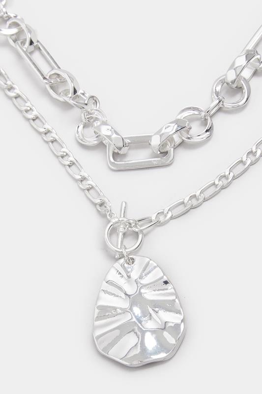 YOURSET 2 PACK Silver Tone Layer Chain Pendant Necklace Set | Yours Clothing 2