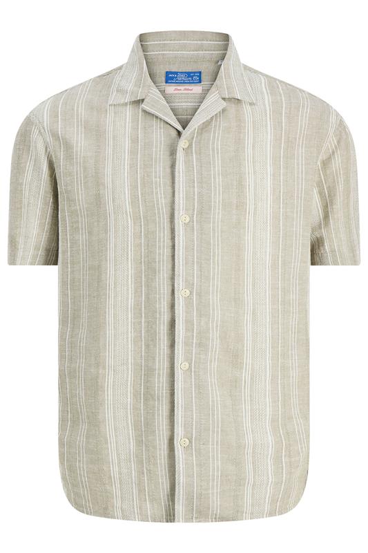 JACK & JONES Big & Tall Green Linen Blend Resort Shirt | BadRhino 2