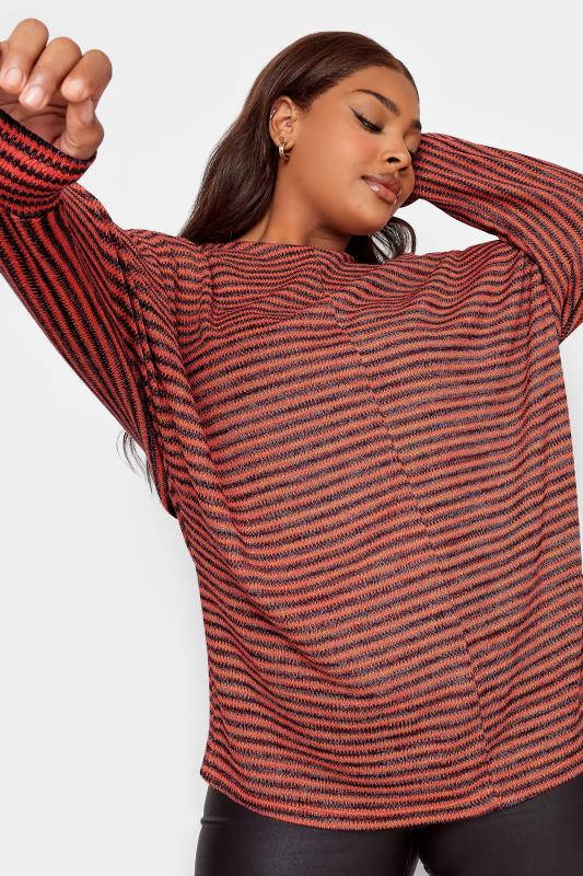 YOURS LUXURY Plus Size Orange Stripe Print Batwing Sleeve Tunic Top | Yours Clothing 1