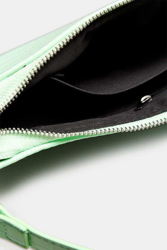 Light Green Faux Croc Shoulder Bag | Yours Clothing 6