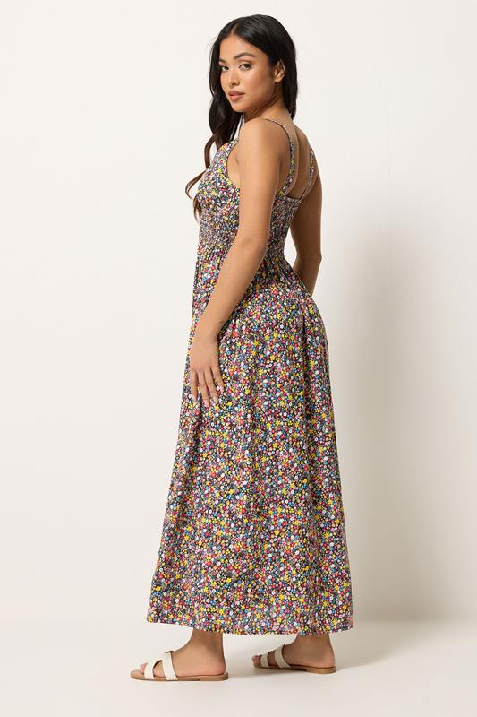 PixieGirl Petite Women's Black Ditsy Floral Maxi Dress | PixieGirl 2