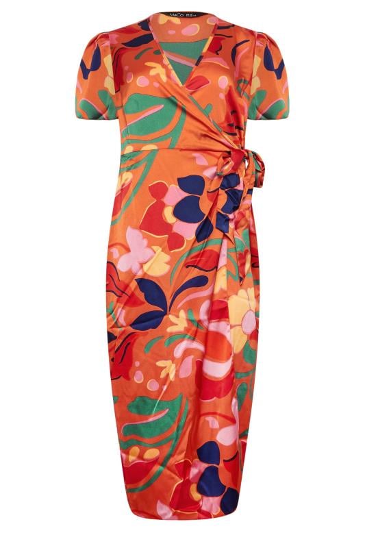 M&Co Orange Floral Print Wrap Dress | M&Co 6