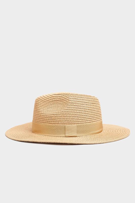 Natural Brown Straw Fedora Hat | Yours Clothing 3