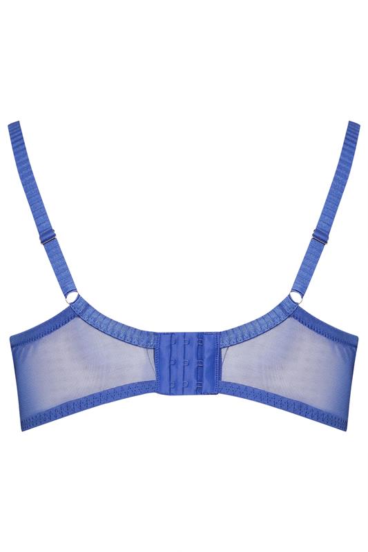 YOURS Plus Size Blue Floral Embroidered Plunge Bra | Yours Clothing 6