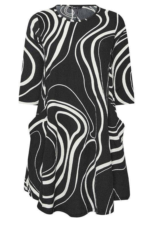 YOURS Plus Size Black Abstract Swirl Tunic Dress | Yours Clothing 5