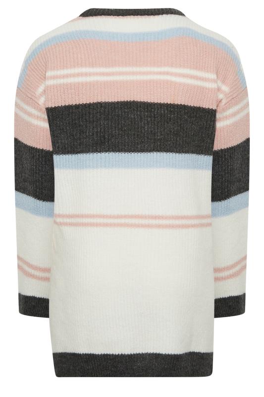 YOURS LUXURY Plus Size White & Pink Stripe Longline Jumper | Yours Clothing 8