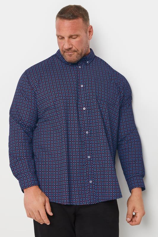 BadRhino Big & Tall Navy Blue Geometric Print Party Shirt | BadRhino 1