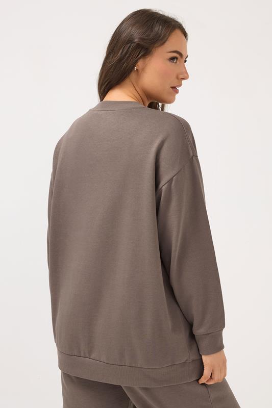 YOURS Plus Size Chocolate Brown Sweatshirt | Yours Clothing 4
