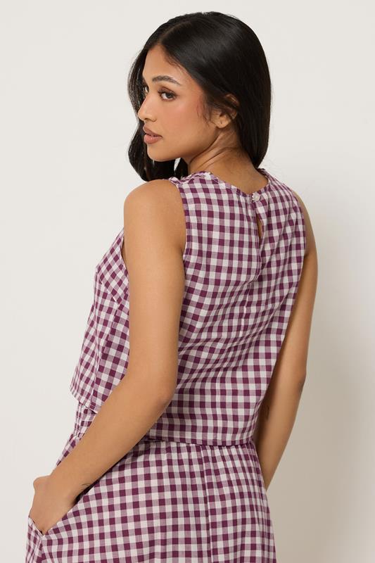 PixieGirl Petite Women's Burgundy Red Cotton Gingham Top | PixieGirl  4