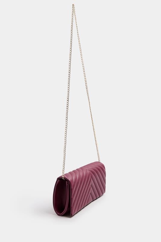 Burgundy Red Faux Leather Chevron Clutch Bag | Yours Clothing 4