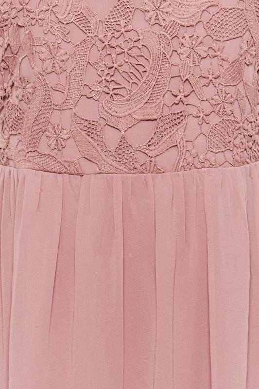 YOURS LONDON Plus Size Pink Lace Detail Chiffon Maxi Dress | Yours Clothing 5