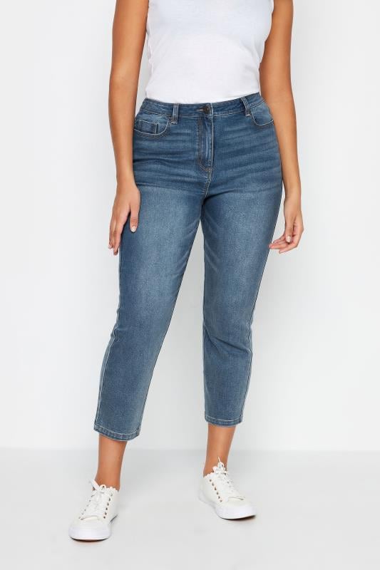 Women's  M&Co Blue Mid Wash Cropped Jeans