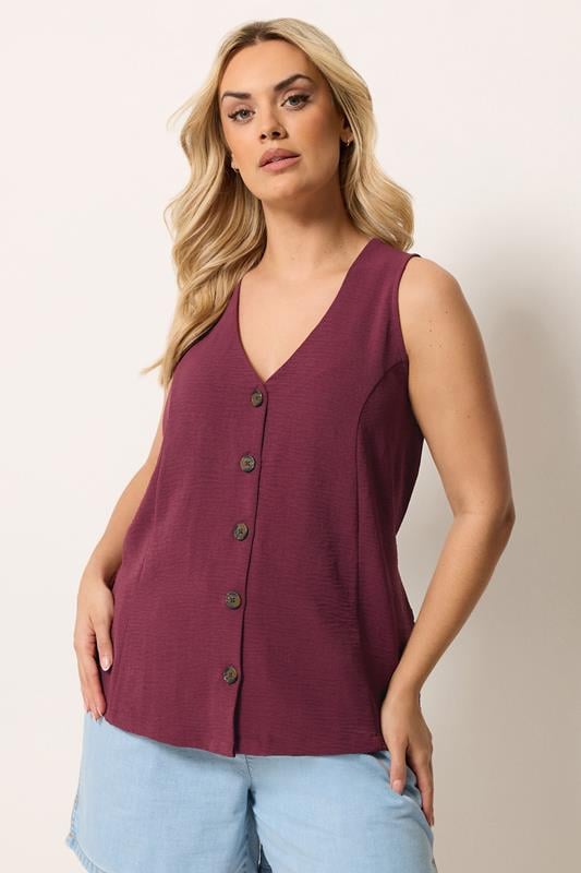 YOURS Curve Burgundy Red Waistcoat