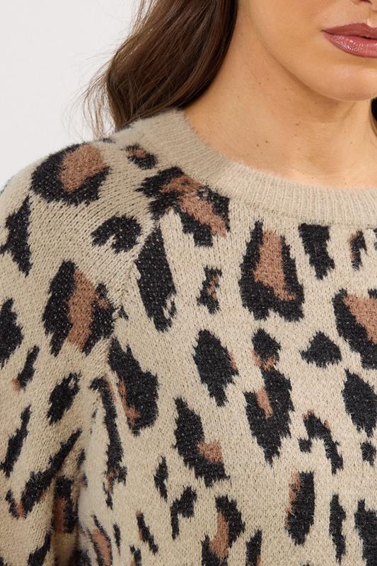 YOURS Plus Size Natural Brown Soft Touch Leopard Jumper | Yours Clothing 4