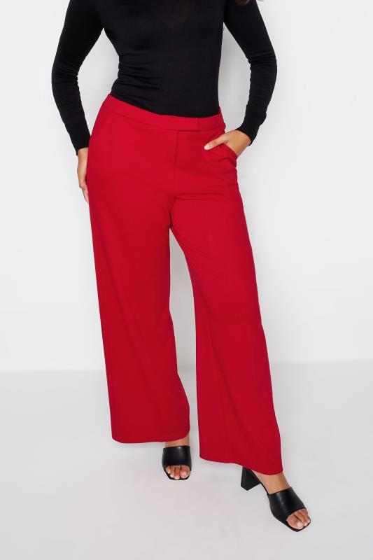 Women's  M&Co Red Ponte Wide Leg Trousers