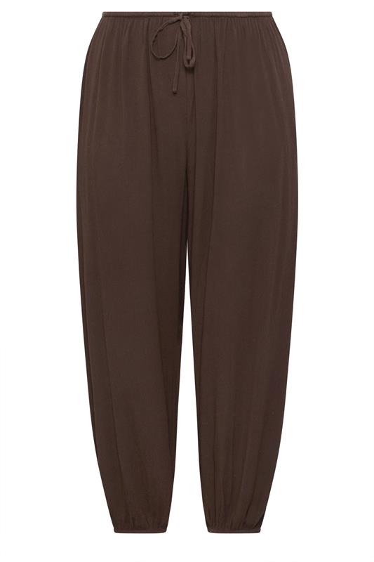 YOURS Plus Size Chocolate Brown Cuffed Balloon Trousers | Yours Clothing 5