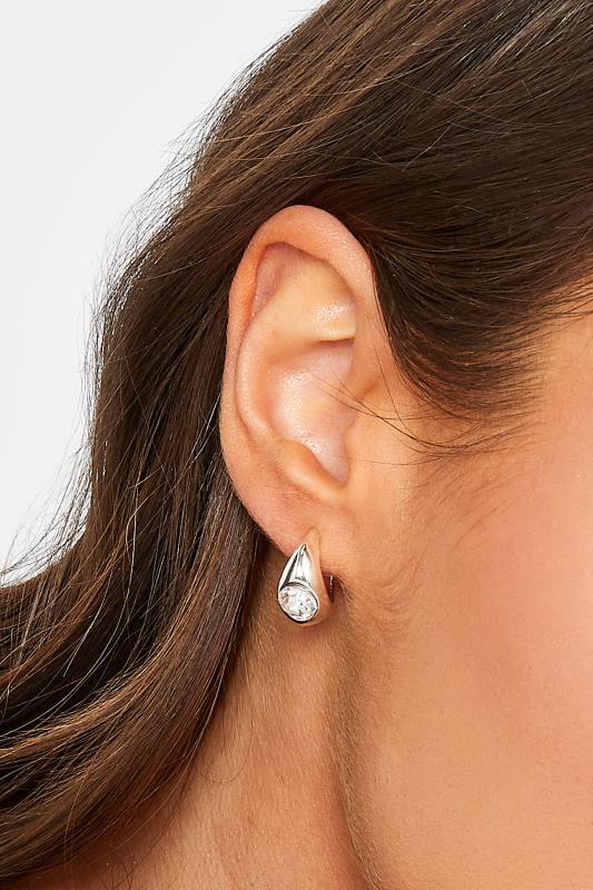 Plus Size  Yours Silver Tone Diamante Stud Hoop Earrings