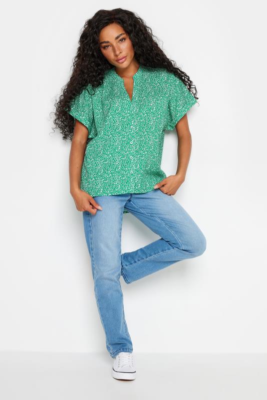 M&Co Petite Green Ditsy Floral Print Button Through Shirt | M&Co 2