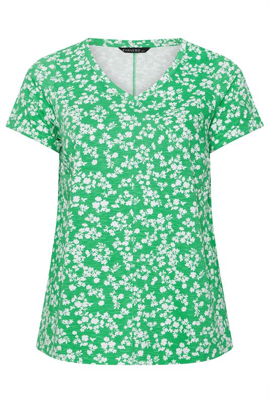 EVANS Plus Size Green Floral Pleat Front Top | Evans  5