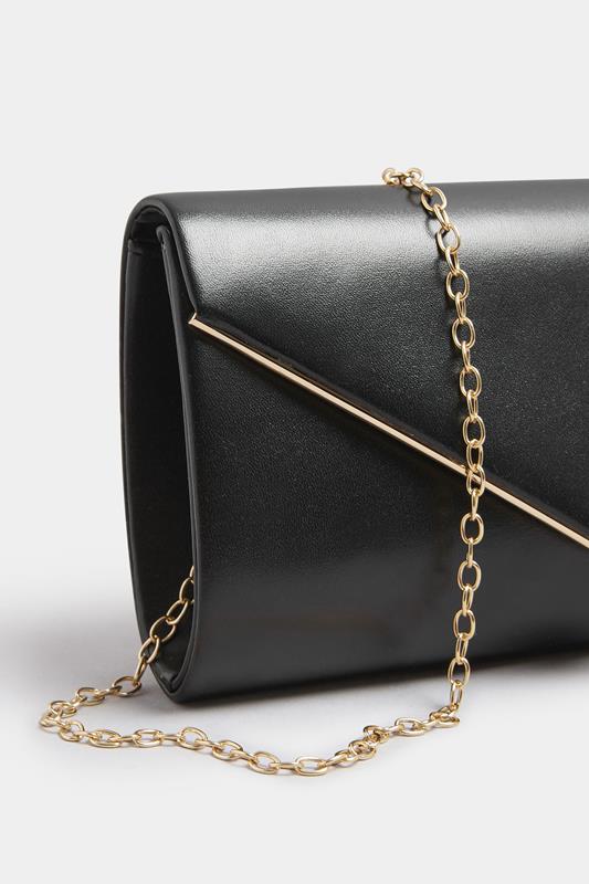 Black Faux Leather Metal Trim Clutch Bag | Yours Clothing 4