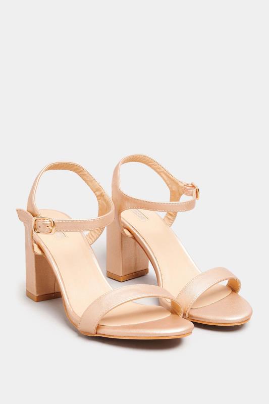 LIMITED COLLECTION Rose Gold Block Heel Sandals In Wide E Fit & Extra Wide Fit | Yours Clothing 2
