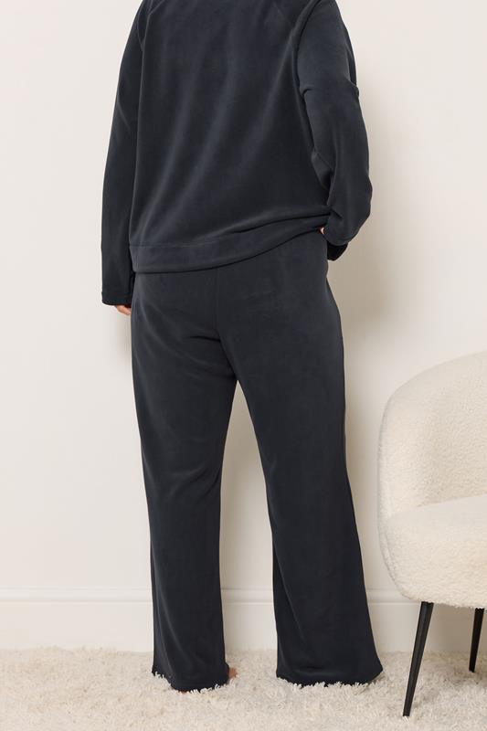 YOURS Plus Size Navy Blue Wide Leg Fleece Trousers | Yours Clothing 2
