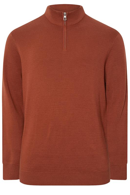 BadRhino Big & Tall Burnt Red Milano Quarter Zip Jumper | BadRhino 6