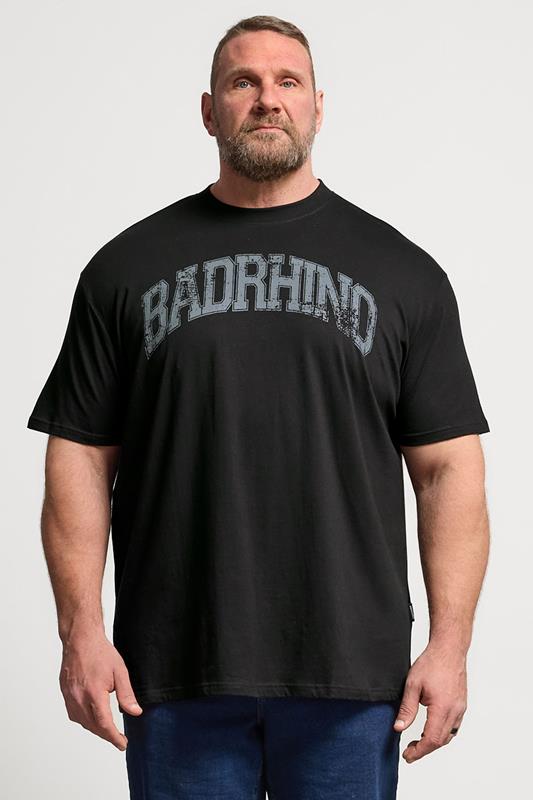  BadRhino Big & Tall Black Distressed Graphic T-Shirt