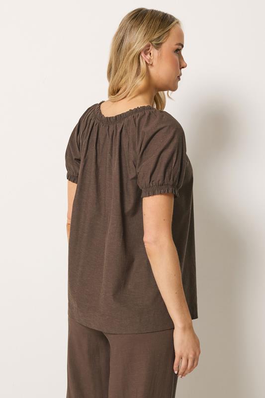 LTS Tall Women's Chocolate Brown Linen Button Blouse | Long Tall Sally 2