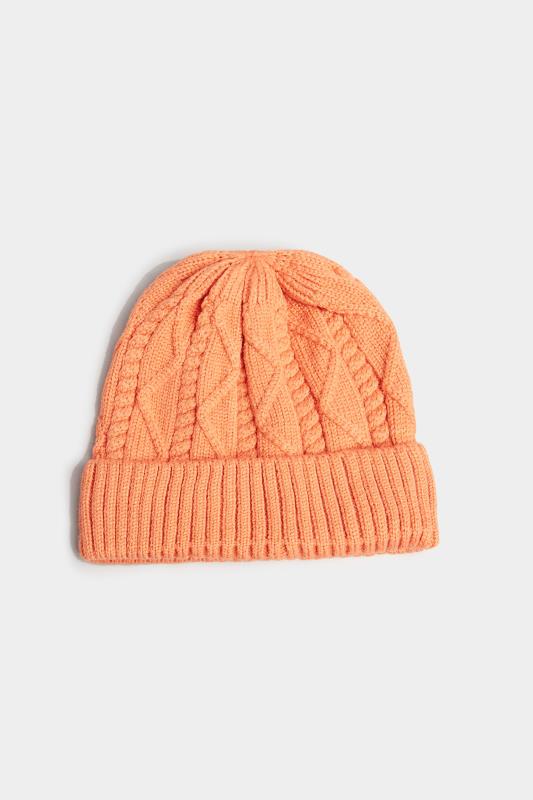 Orange Cable Knitted Beanie Hat | Yours Clothing 1