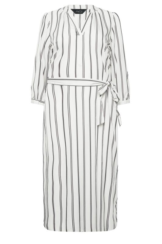 M&Co White Stripe Print Tie Waist Tunic Dress | M&Co 6