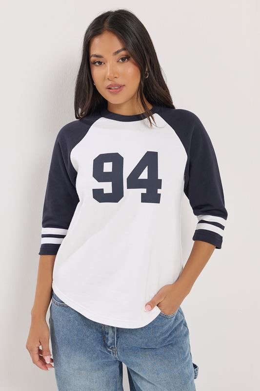 PixieGirl Petite Women's Navy Blue '94' Slogan Top | PixieGirl 1