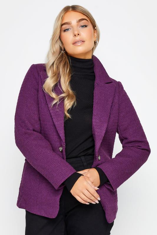 Women's  M&Co Purple Boucle Blazer