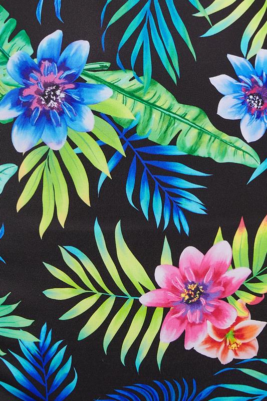 YOURS Plus Size Black Tropical Floral Print High Waisted Bikini Briefs | Yours Clothing 5