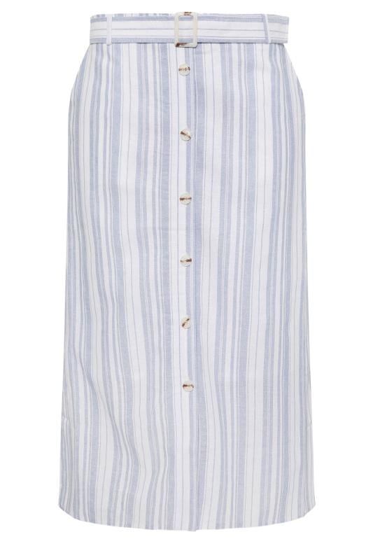 M&Co Blue & White Striped Belted Skirt | M&Co 6