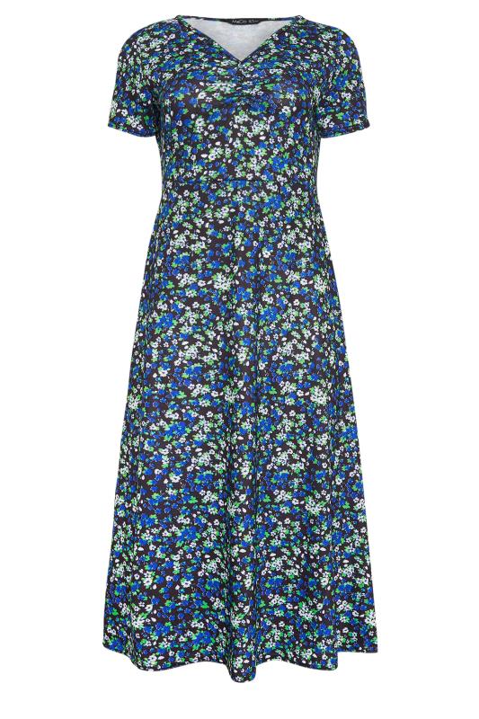 M&Co Black & Blue Floral Ditsy Print Dress | M&Co 5