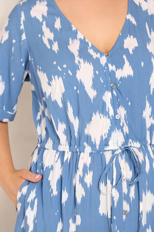 EVANS Plus Size Blue Abstract Print Tie Waist Dress | Evans 4