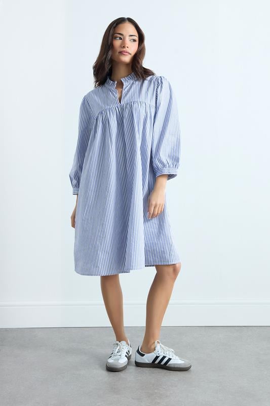 PixieGirl Petite Blue Stripe Smock Cotton Dress