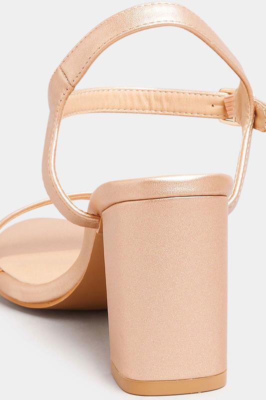LIMITED COLLECTION Rose Gold Block Heel Sandals In Wide E Fit & Extra Wide Fit | Yours Clothing 4