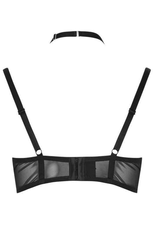 YOURS Plus Size Black Faux Leather Strap Detail Padded Bra | Yours Clothing 7