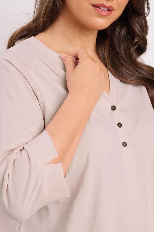 EVANS Plus Size Pink Pleat Front Henley Top | Evans 4